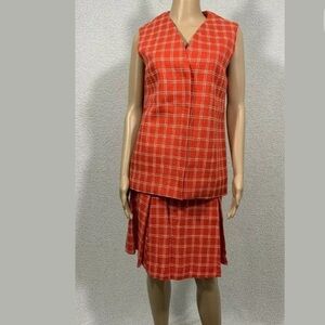 Rare Vintage 1950's Women's Plaid 2 Piece Skirt Set Homemade Academia Retro